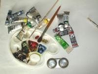 Ölfarben und Palette