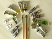 Ölfarben und Pinsel